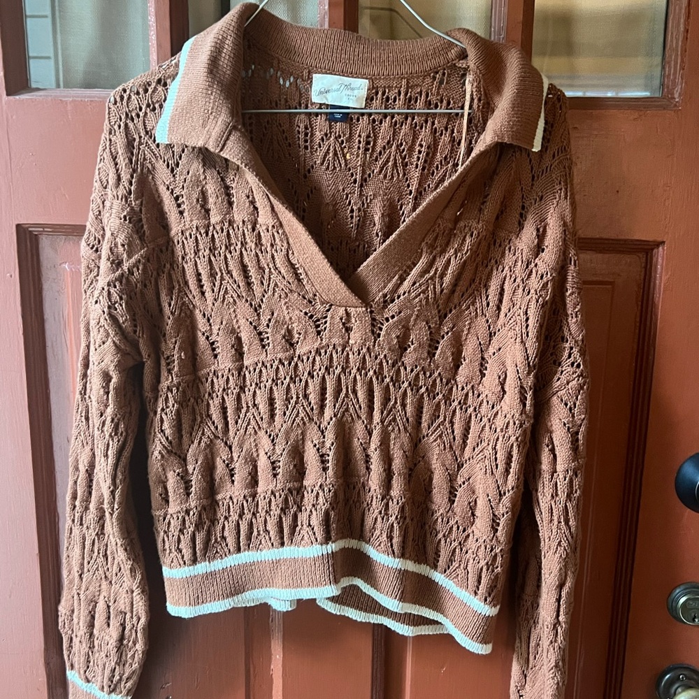 Universal Thread Boho Brown V-Neck Sweater cotton